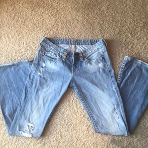 Bebe Rhinestone stone washed jeans